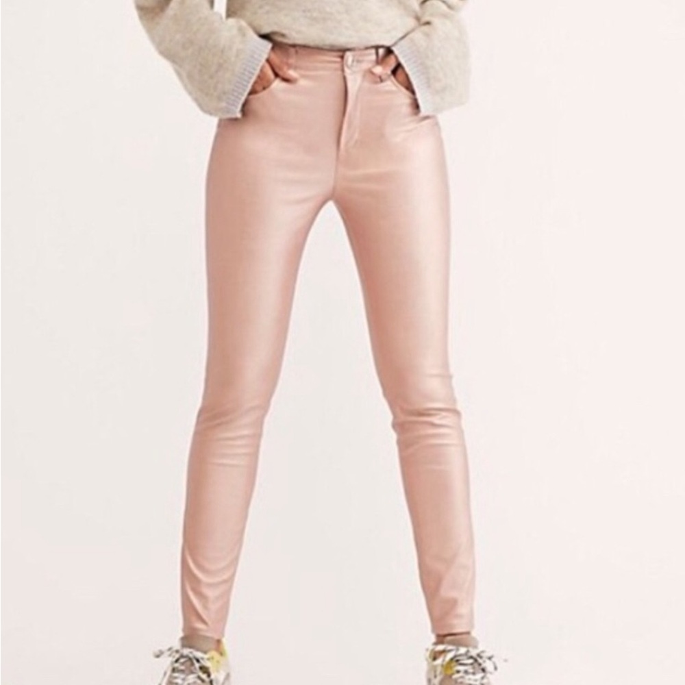 Free People metallic rose jeans size 28
